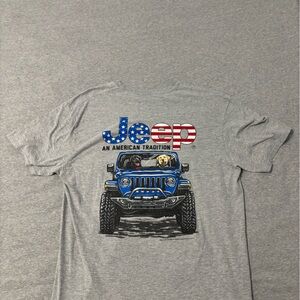 Jeep Gray T-Shirt with Blue and Red Graphic